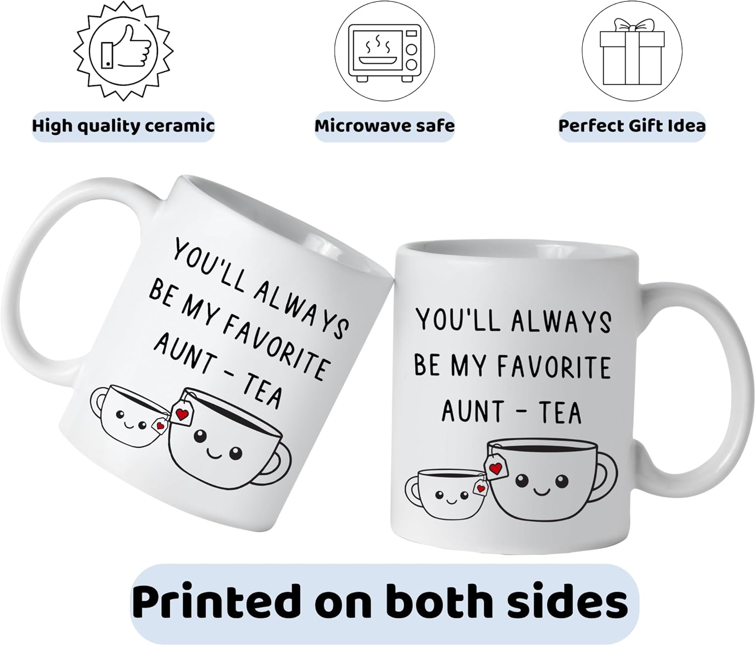 Gifts For Aunt, Auntie My Favorite Aunt-tea Cup, Funny Best Aunty Mug 11oz - Perfect Birthday, Christmas For Auntie From Niece, Nephew - Image 4