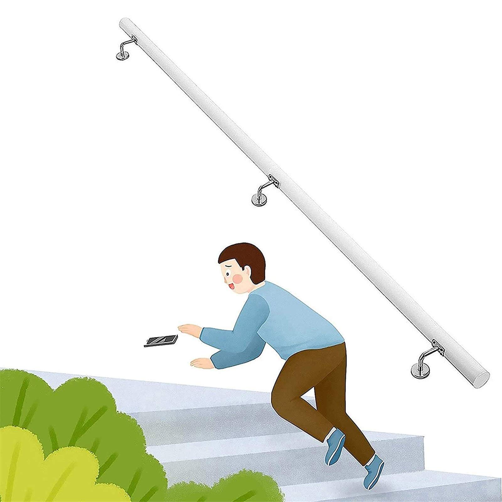 Évitez les chutes en escalier avec la rampe antidérapante blanche murale en bois