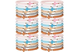 36 Pcs Cross Silicone Bracelet Christian Bracelet Jesus Prayer Beaded Bracelet Religious...