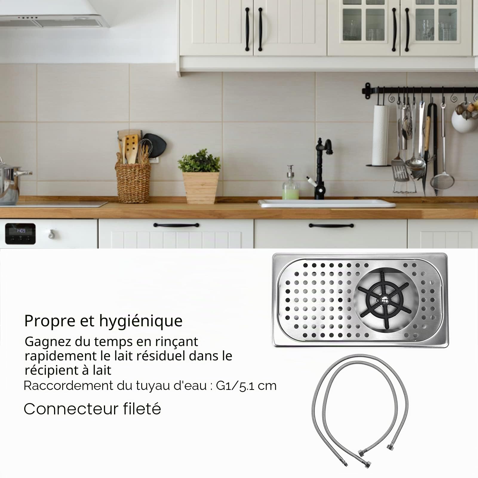 Lave-gobelets, Lave-gobelets Automatique pour évier, Rinceur de Verre de Barre en Acier Inoxydable pour évier, Lave-verre pour évier de Cuisine, Rinceur de Pulvérisateur de Lave-gobelets(#2)