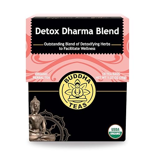 Buddha Teas Mezcla orgánica de desintoxicación Dharma - OU Kosher, USDA Orgánico, CCOF Orgánica, 18 bolsas de té sin blanqueador