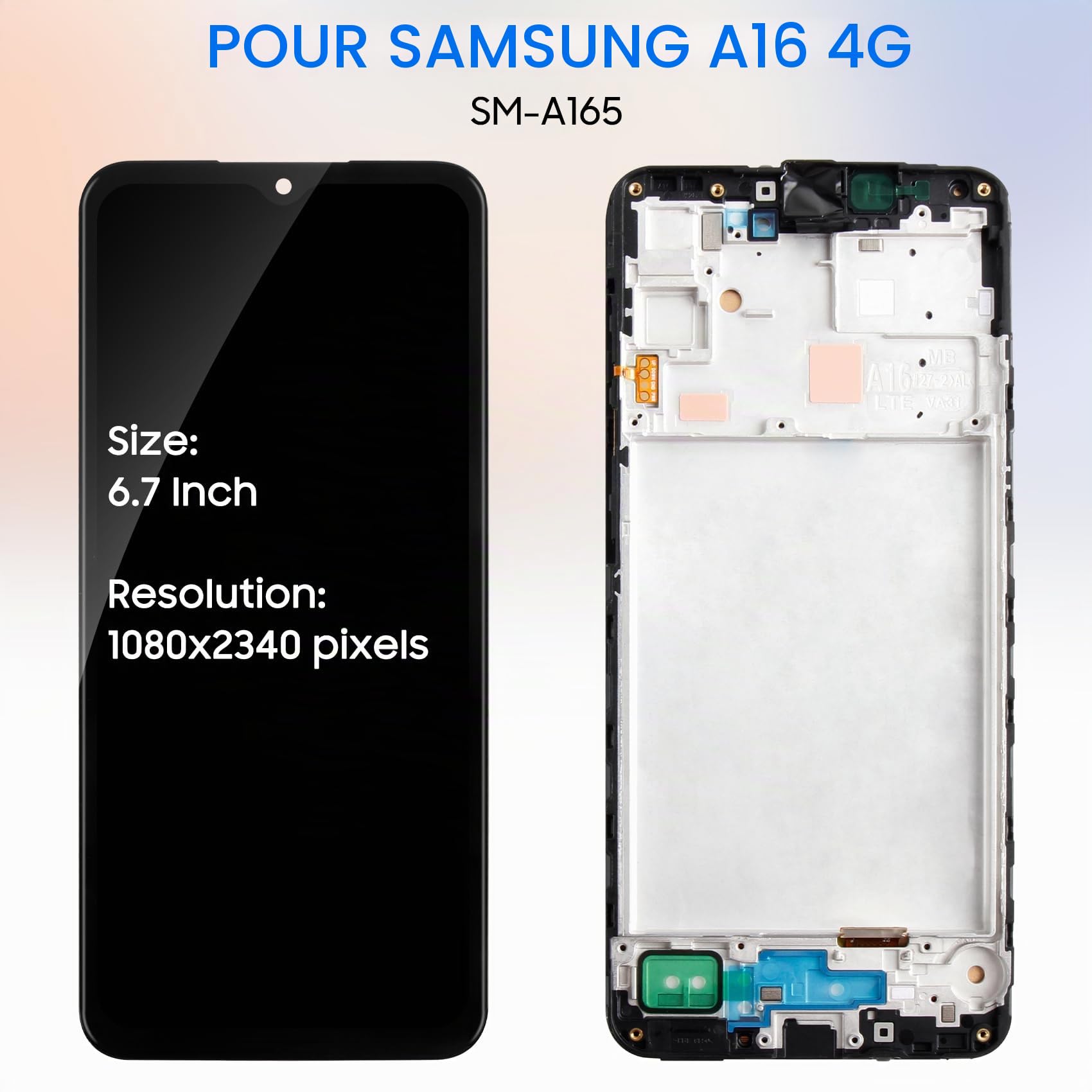 LADYSON Écran LCD TFT pour Samsung Galayx A16 4G A165 SM-A165F A165M Écran Tactile numériseur Complet en Verre avec Outils (Noir avec Cadre, Pas A16 5G A166)