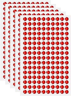 HARFINGTON 5 Sheet/800pcs Rhinestone Adhesive Stickers Self Adhesive Acrylic Gem Sticker 6mm Plastic Face Bling Gem Stones Jewel for Nail Art Craft Clothes DIY Makeup Decoration, Red