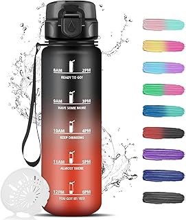 Bouteille d'eau - 1L - Gourde Sport avec Filtre, Bouteille d'eau, Bouteille Motivation avec Slogan de Motivation, Facile à Nettoyer, Bouteille Adulte pour Running, Vélo, Sport, Musculation