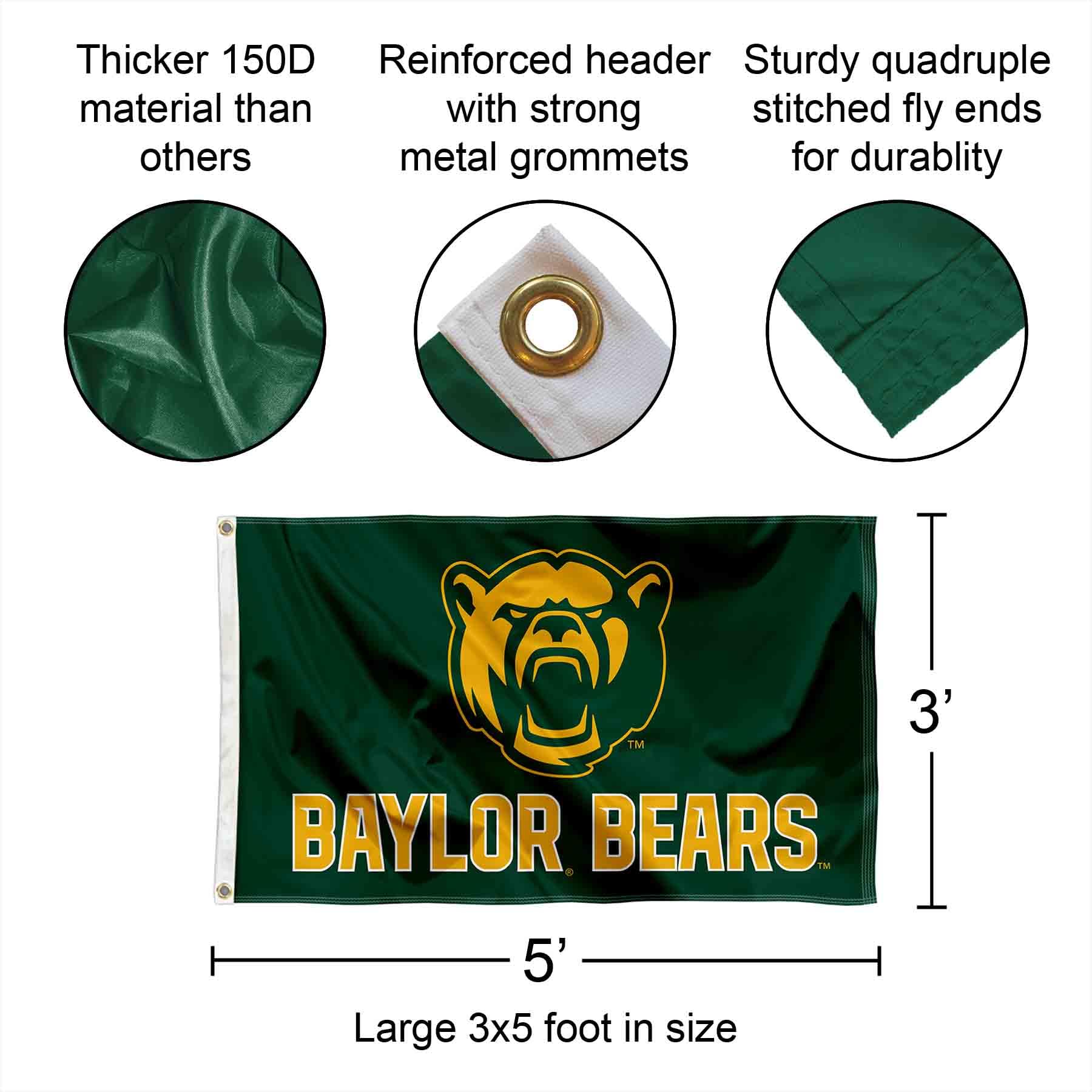 College Flags & Banners Co. Baylor Bears New Bear Head Flag