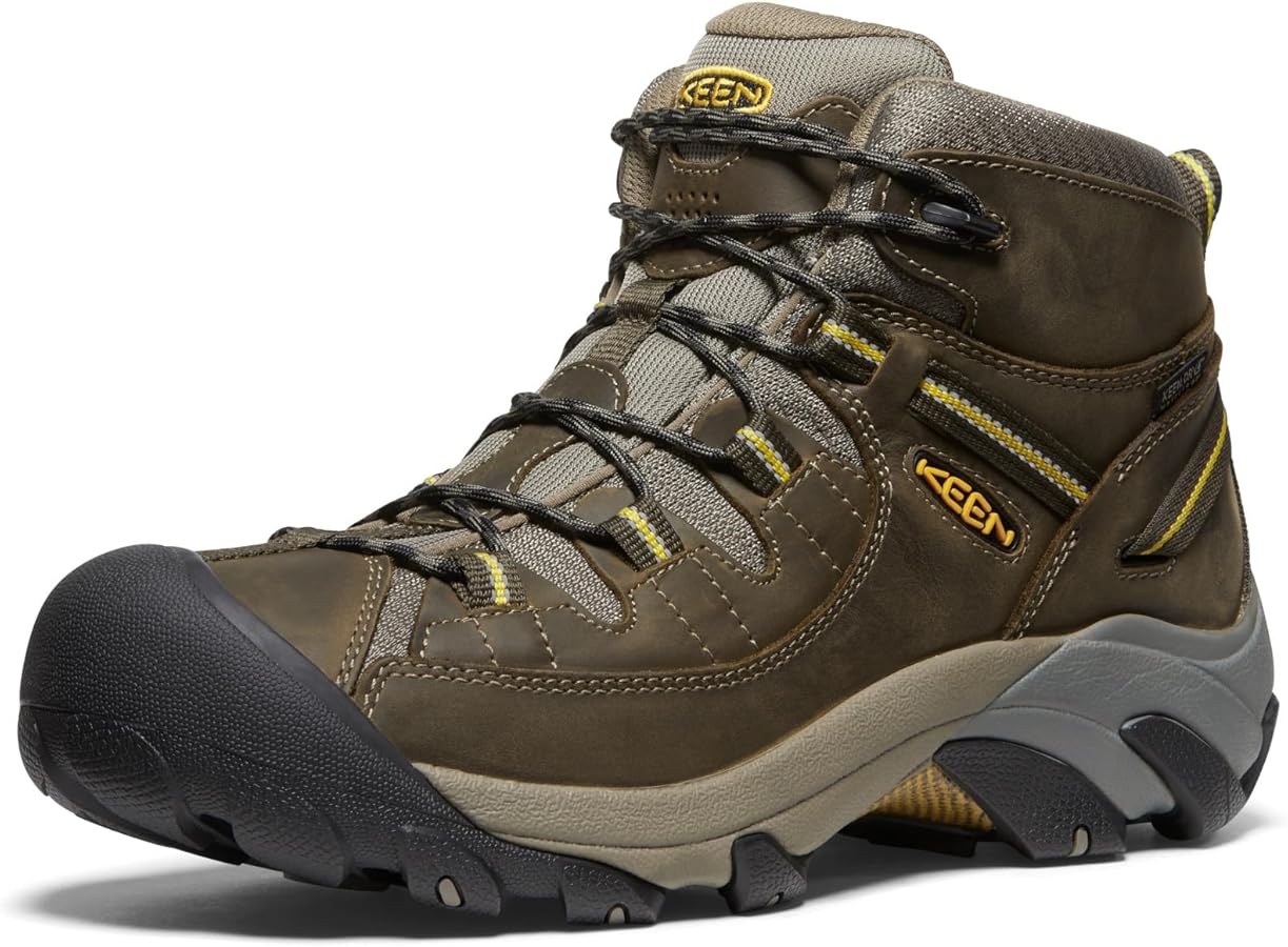 Amazon | キーン TARGHEE II MID メンズ BLACK OLIVE/YELLOW 1002375