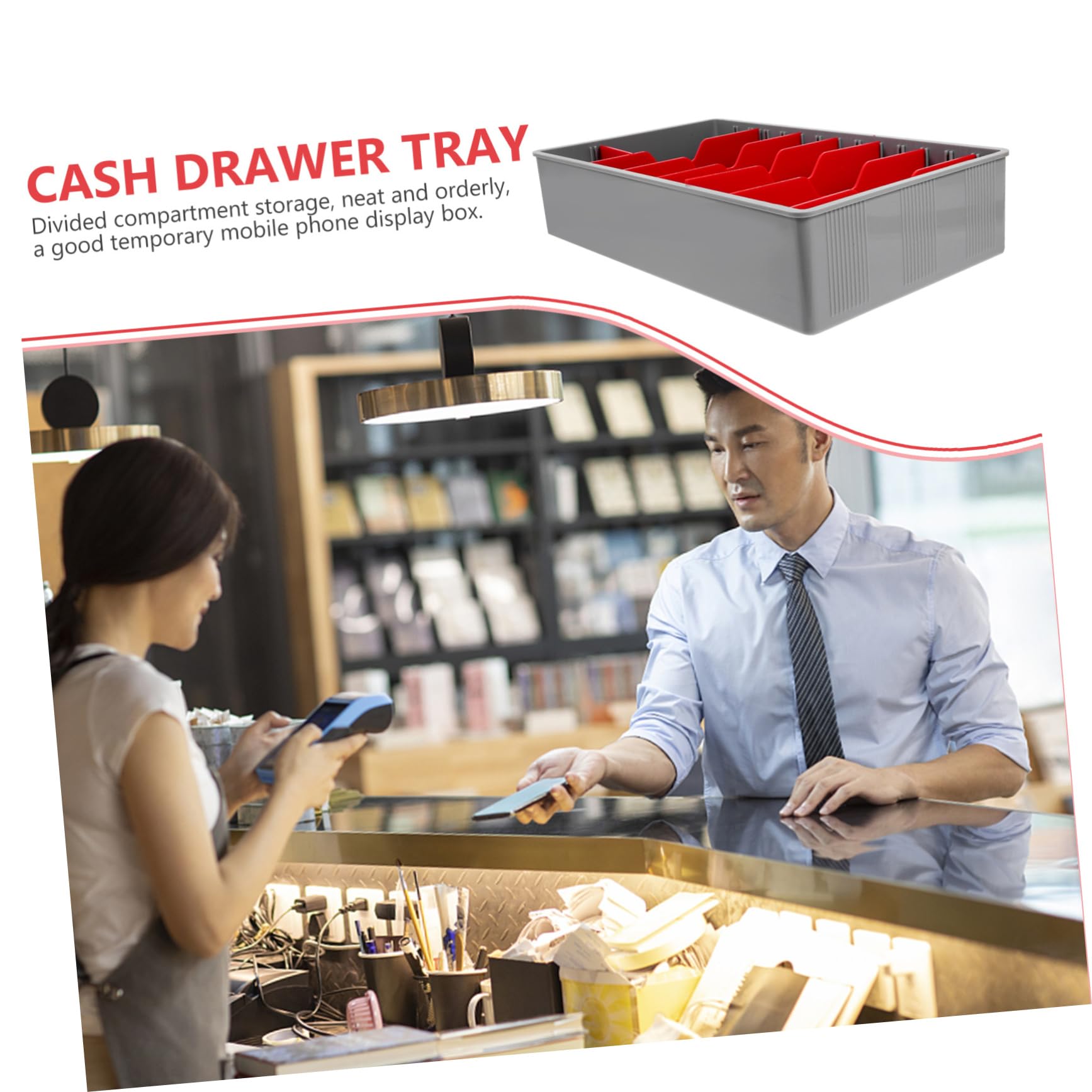 Kassenschublade mit Münzzählbrett Tragbare Geldkassette für Registrierkassen Klappbox mit Deckel für Gastronomie und Einzelhandel Organizer für Geldscheine und Münzen Fächer