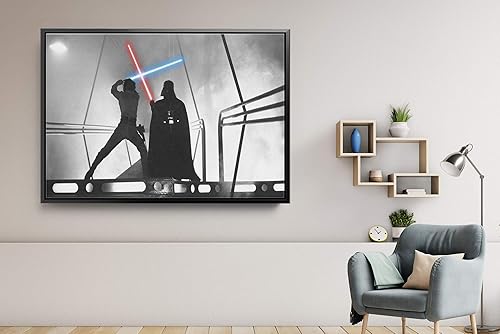 Miniatura 2 de Star Wars Luke Skywalker - Lienzo decorativo para pared, diseño de escena de lucha de Darf Vader, varios tamaños (12 x 18 pulgadas, marco negro