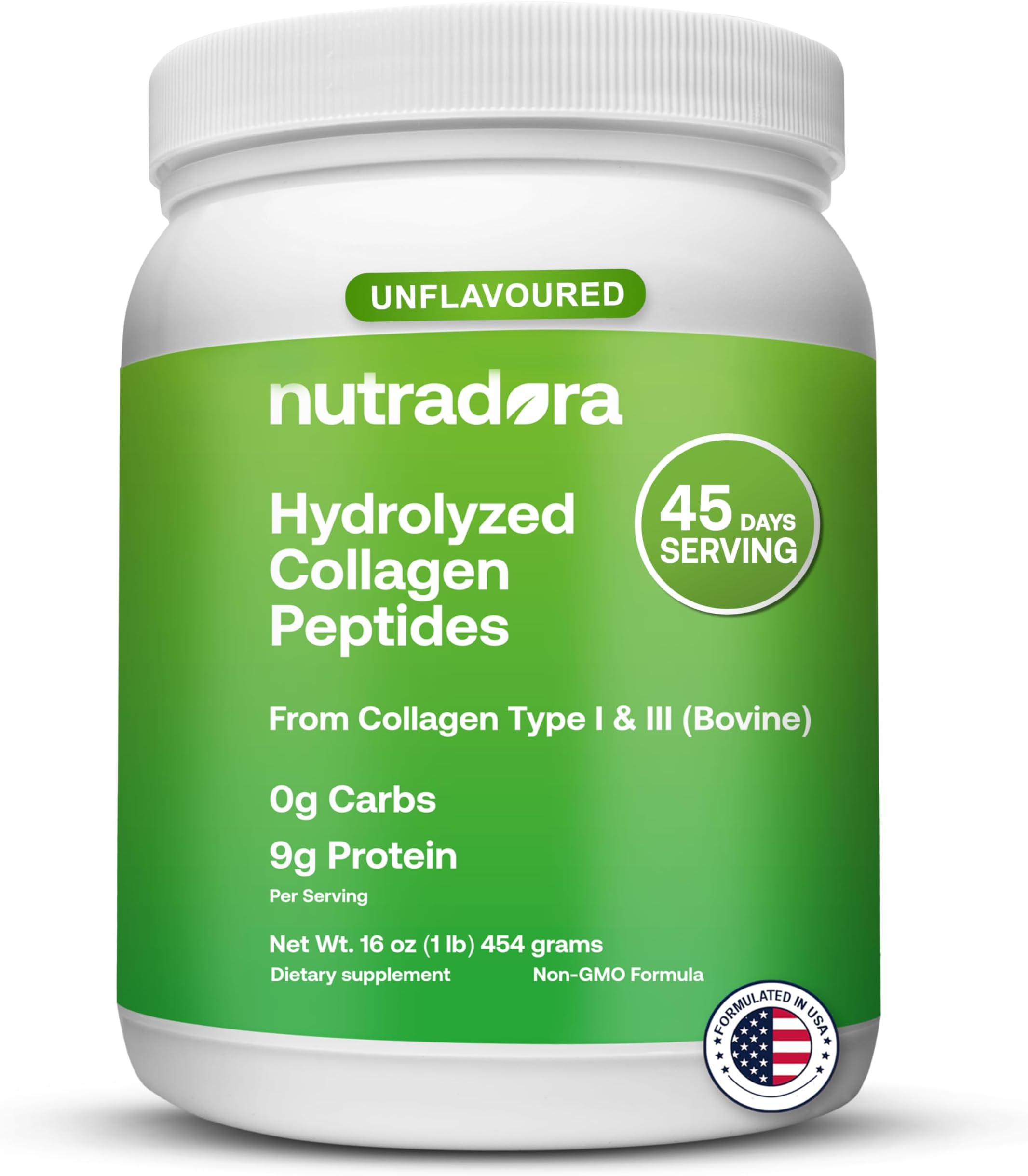 Nutradora Hydrolyzed Collagen Peptides Powder Type I & III Unflavoured Collagen