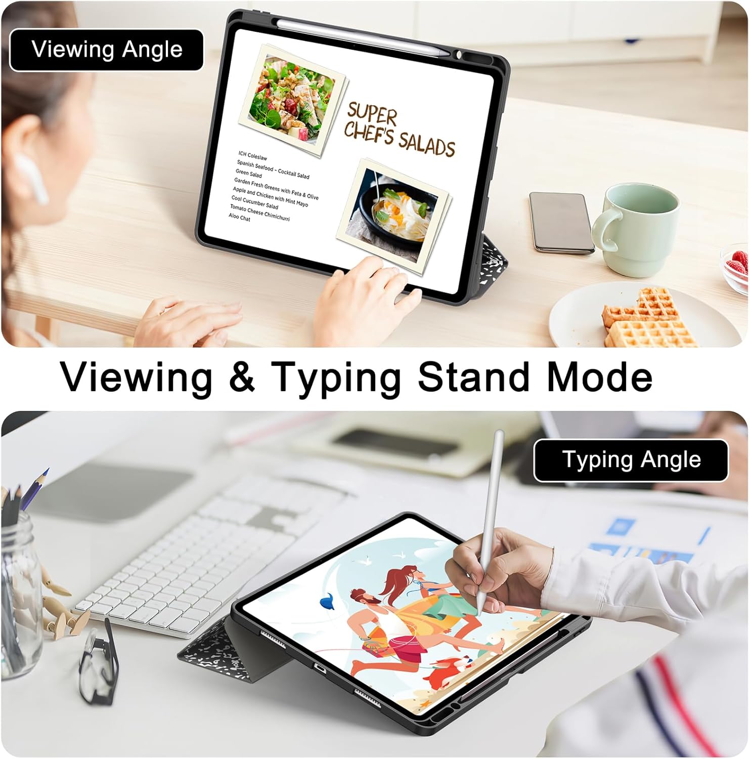 Soke Case for iPad Air 13 Inch (M3/M2,2025-2024), iPad Pro 12.9" 6th/5th Generation with Pencil Holder(2021 2022 Release)-[Apple Pencil Charging + Auto Wake/Sleep] Soft Back Cover, Book Black - Image 7