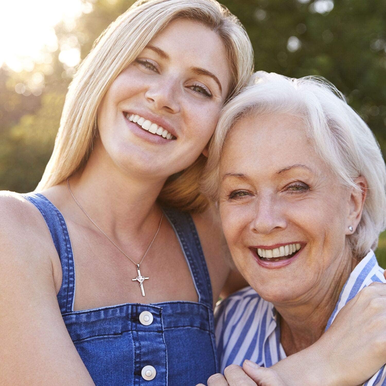 AmorAime 925 Sterling Silver Cross Necklace for Women Heart Necklaces for Mother for Festival, Vacation or Holiday - Image 4