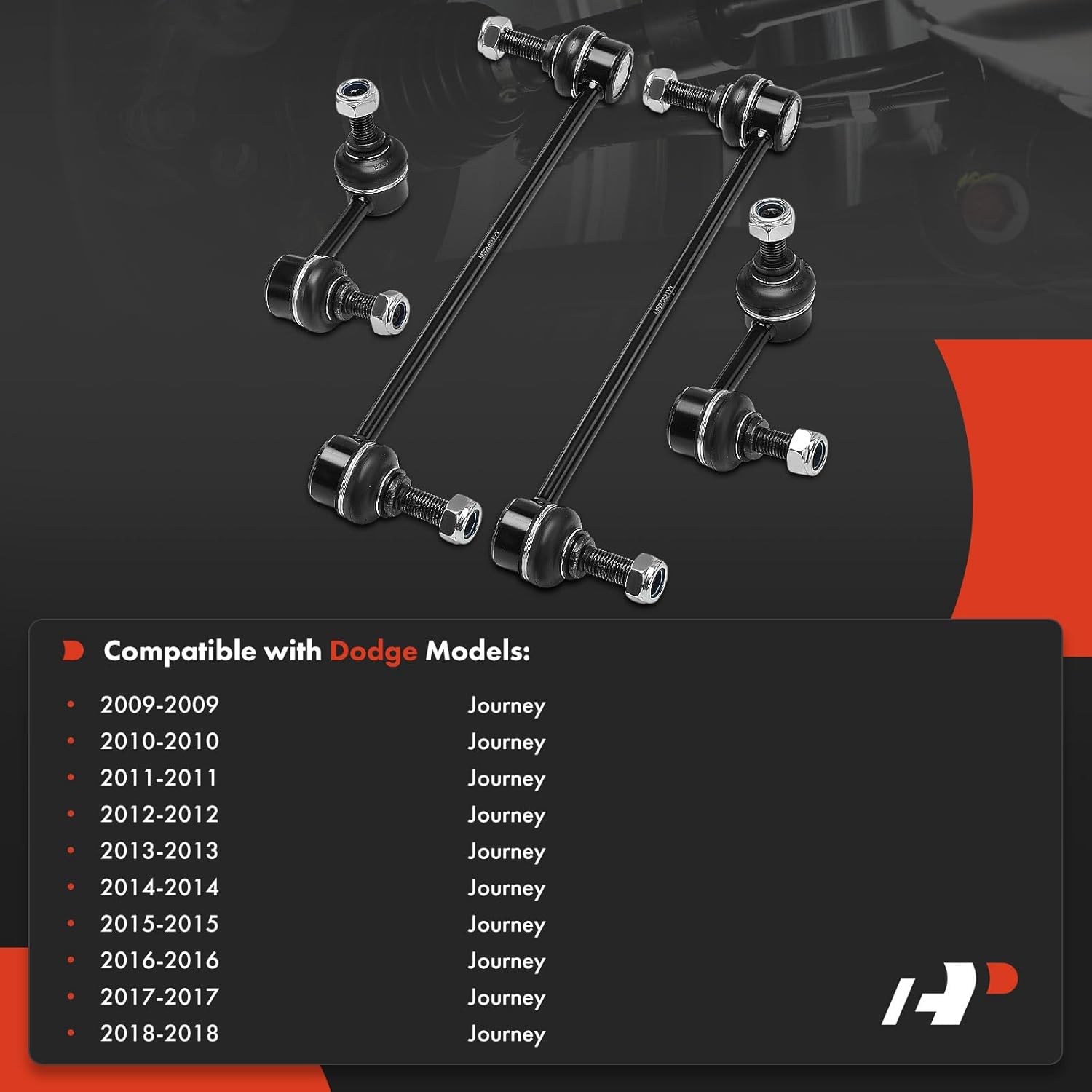 A-Premium Set of 4, Front and Rear Sway Bar Link Stabilizer Link Kit, Compatible with Dodge Journey 2009-2018