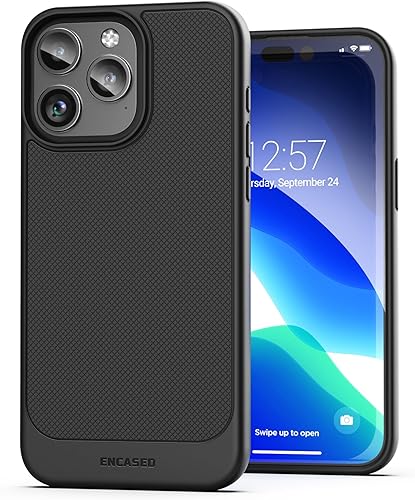 Encased Funda delgada diseñada para iPhone 15 Pro Max (2023), ultra delgada, flexible, para teléfono (negro mate)