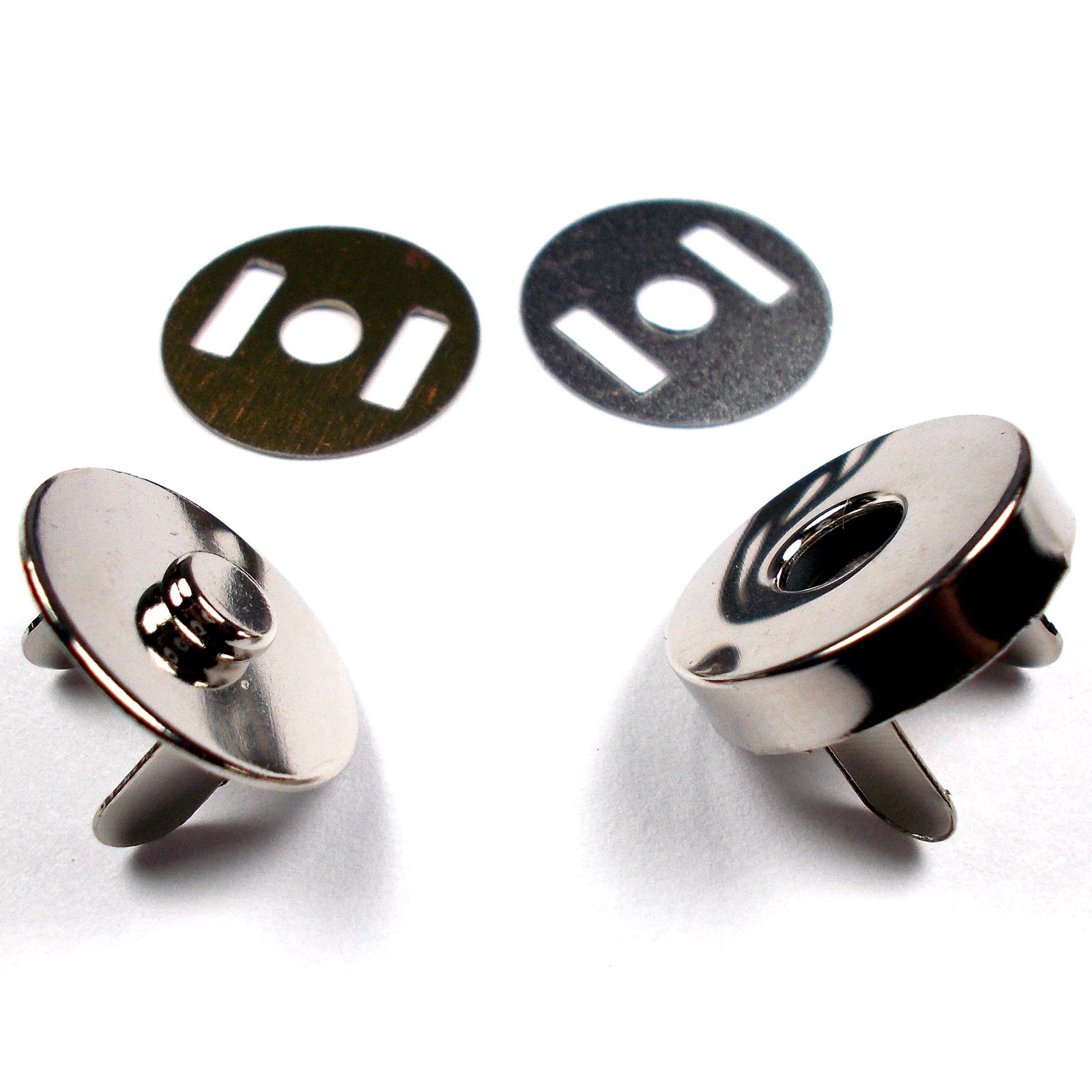 Push The Button Silver Metal Magnetic Clasps Bag Fasteners 18Mm Pack Of 2 (Silver)
