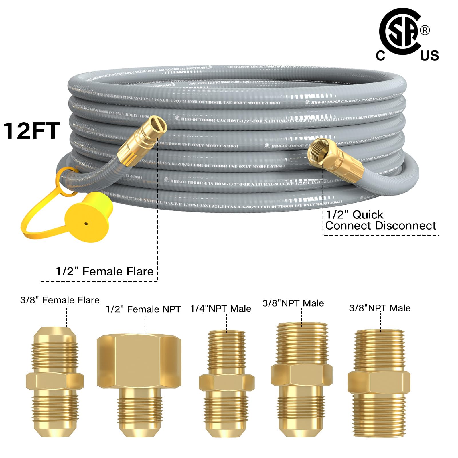 Snapklik.com : NQN 12FT 1/2" ID Natural Gas Hose