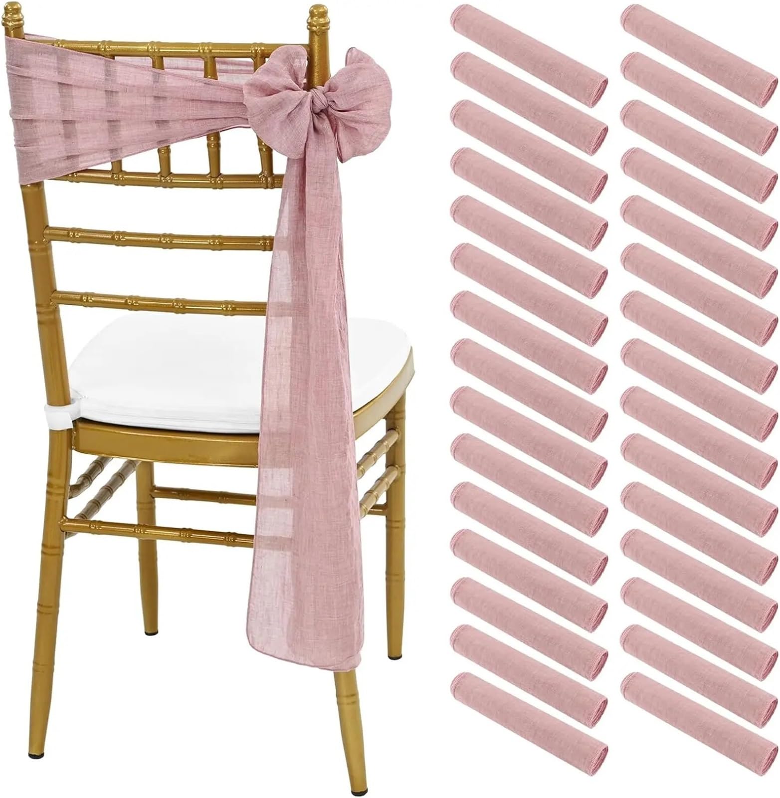 RRYPBOVG Chair Ribbon 50-100PCS Chair Sashes For Wedding Covers Cheesecloth Bow Ribbons For Bridal Ceremony 7x98In(Pink,20pcs)