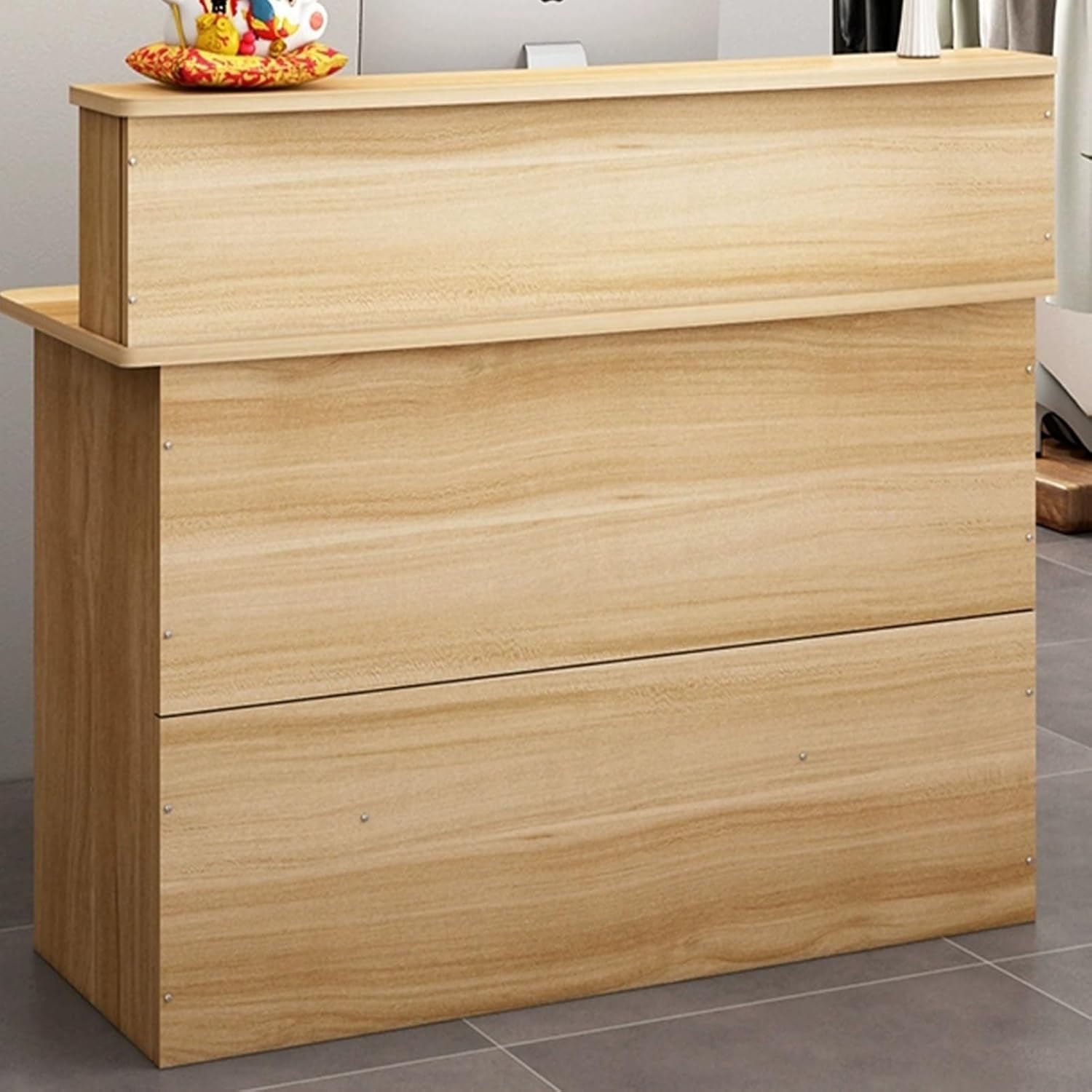 Reception Desk, Front Desk Reception with Lockable Drawer, Small Retail Counter, Checkout Counter, Reception Table for Salon, Lobby, Shop, Office(White,80cm/31.4in)