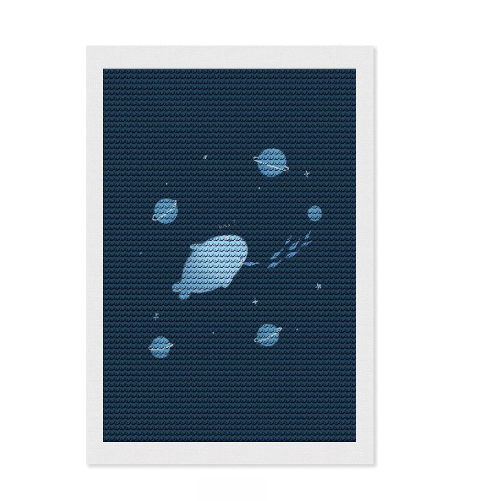 Junmoney Baby Whale Diamond Painting Set 8"x12", Sparkling Round Gems, Satisfying Creative Project, Fun Craft Experience, Office Decor