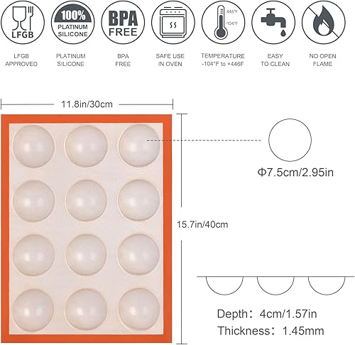 Miniatura 4 de SANTOW Molde de silicona antiadherente para magdalenas, molde para hornear magdalenas regulares de 12 tazas, molde para magdalenas de 12 tazas,