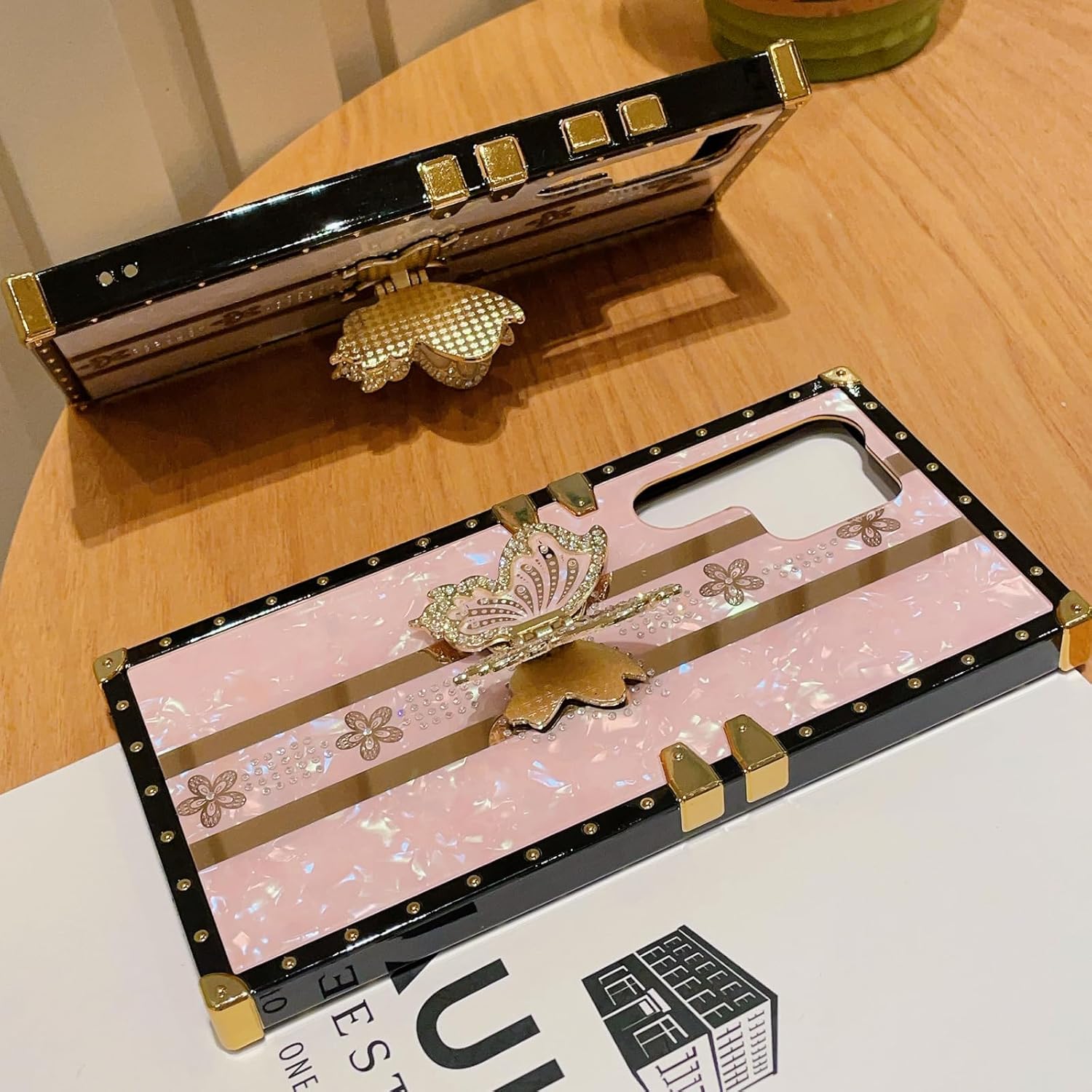 for Samsung Galaxy S25 Ultra Glitter Kickstand Case,Cute Bling Sparkly Butterfly Foldable Stand Floral Marble Mirror Elegant Shockproof Women Girls Protective Case for Galaxy S25 Ultra,Purple - Image 2