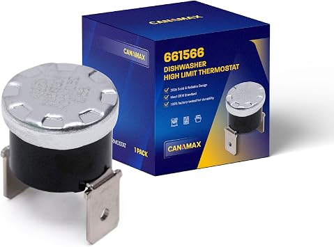 [تمت ترقيته في عام 2026] 661566 منظم حرارة عالي الحد لغسالة الأطباق من Canamax - متوافق مع Whirlpool Kenmore KitchenAid Amana Maytag - يحل محل WP661566 3371618 W10339474 AP6010246 PS11743423 AP6010246