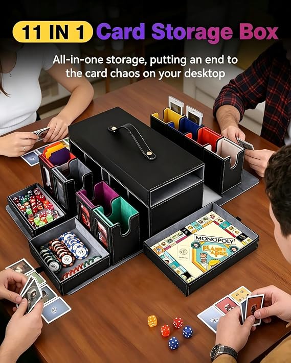Mtg Commander Deck Box with Handle, 8Removable Deck Modular and 3Dice Trays