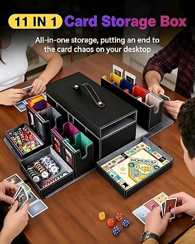 Mtg Commander Deck Box with Handle, 8Removable Deck Modular and 3Dice Trays