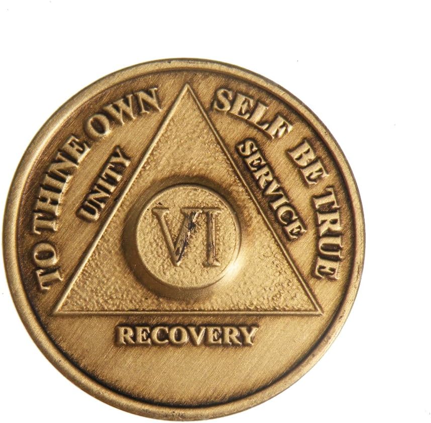 6 Year Bronze AA (Alcoholics Anonymous) - Sober / Sobriety / Birthday / Anniversary / Recovery / Medallion / Coin / Chip by Generic
