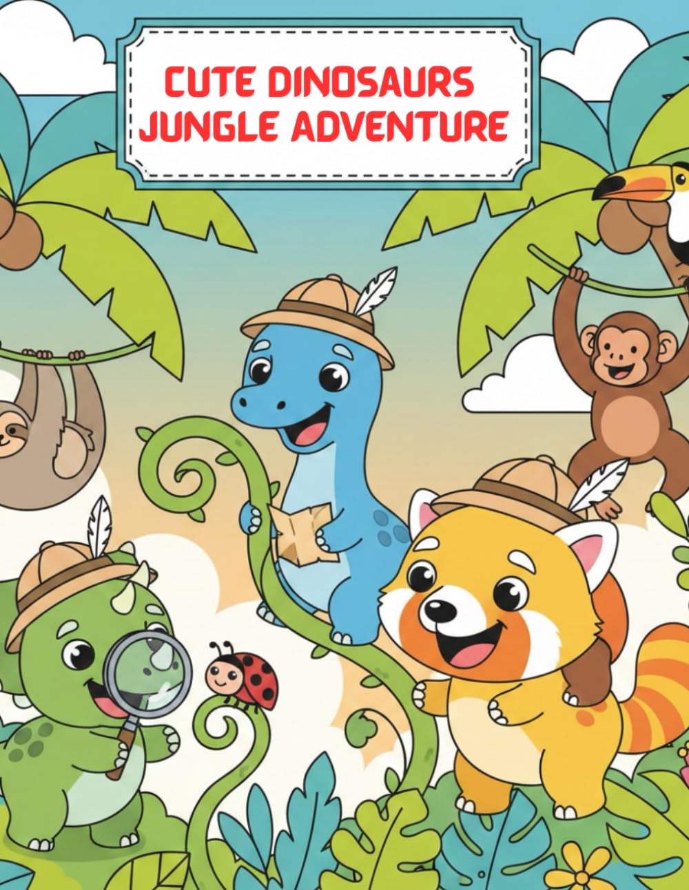 Cute Dinosaurs – Jungle Adventure: A Fun Coloring Book for Kids with Adorable Dino Explorers, Forest Friends & Tropical Scenes (Ages 3–7) (cute dino)