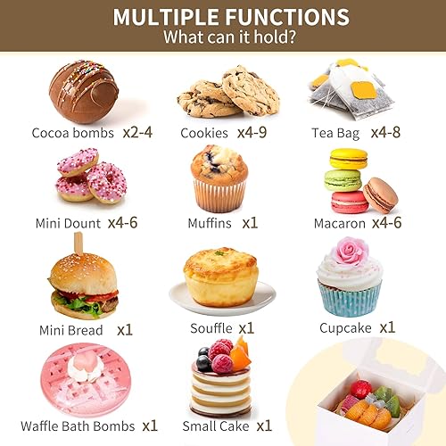 Miniatura 26 de Moretoes 120 cajas blancas para panadería, cajas de galletas de 4 x 4 x 2.5 pulgadas con ventana para pasteles pequeños, golosinas, donas, dulces