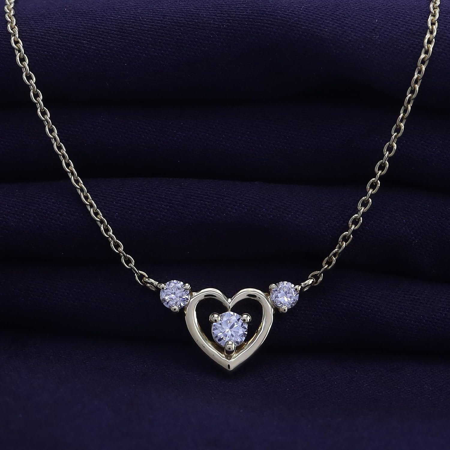SAVEARTH DIAMONDS Heart Pendant Necklace for Women 1/4 Carat (ctw) Round Cut Lab Grown Diamond Necklace with 18 Inch Cable Chain in 14K Gold Plated 925 Sterling Silver or Vermeil Jewelry for Her