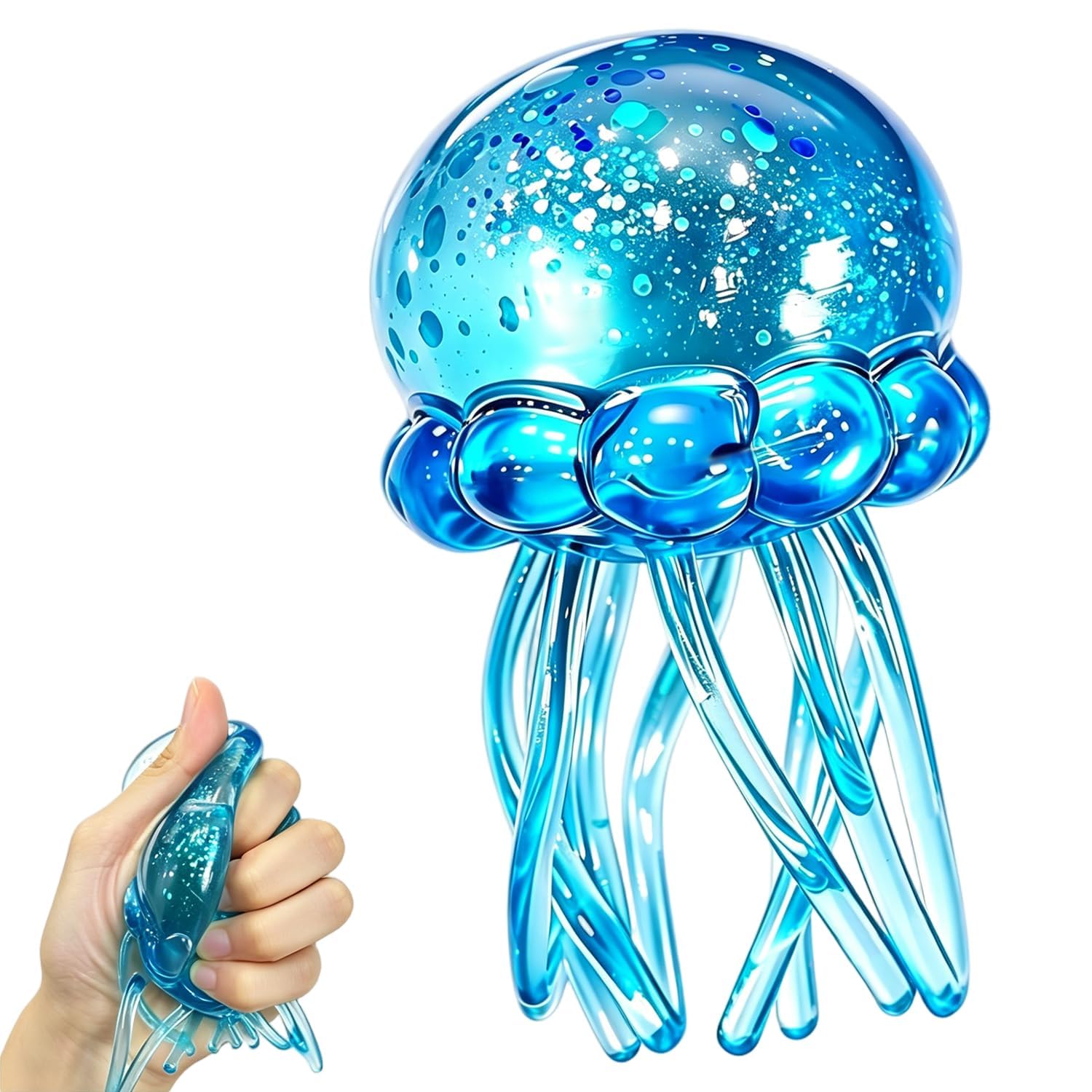 Stress Ball Jellyfish Squishy Squeeze, Glitter Stress Relief Taba Squishy Toys Slow Rise Squishies Sensory Fidget for Relaxing Hand Play, Cute Jelly Fish Squishies for Adults Mutiplecolor Pack of 1-image-46