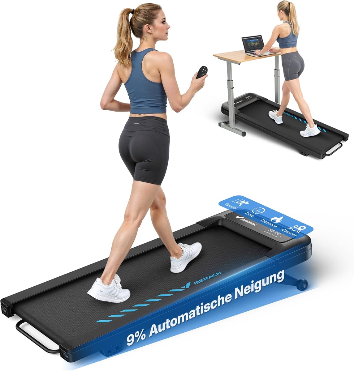 MERACH Walking Pad, 3-in-1 Laufband für Zuhause, Laufband Schreibtisch, Fernbedienung & App Steuerung, LED-Anzeige, 2.5PS Leiser Motor, Leicht & Kompakt Mini laufband für Zuhause & Büro