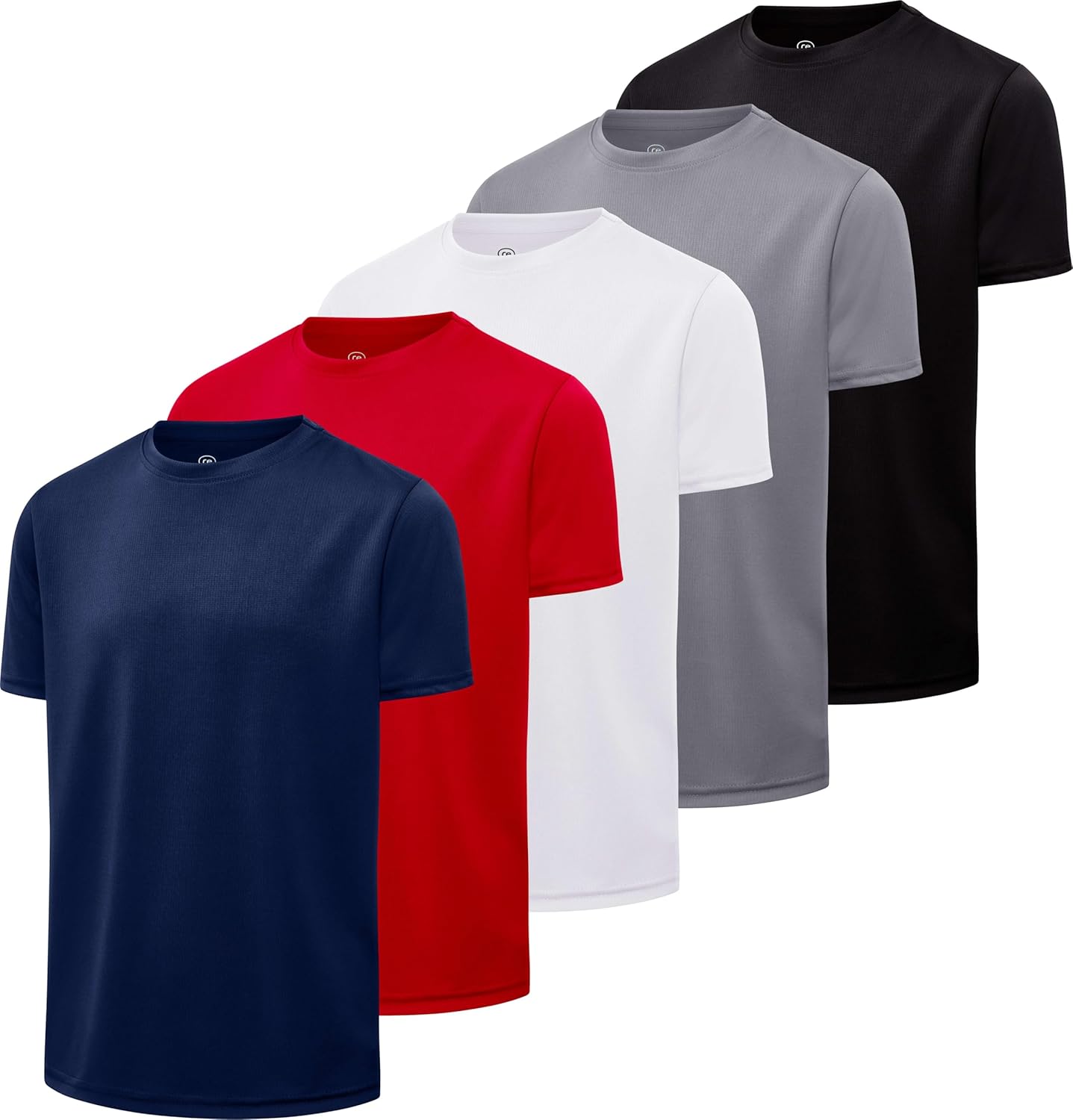 Real Essentials 5 Pack: Boy's Active Athletic Short Sleeve Performance Shirt Cooling Wicking T Shirts Activewear 6-18 Years