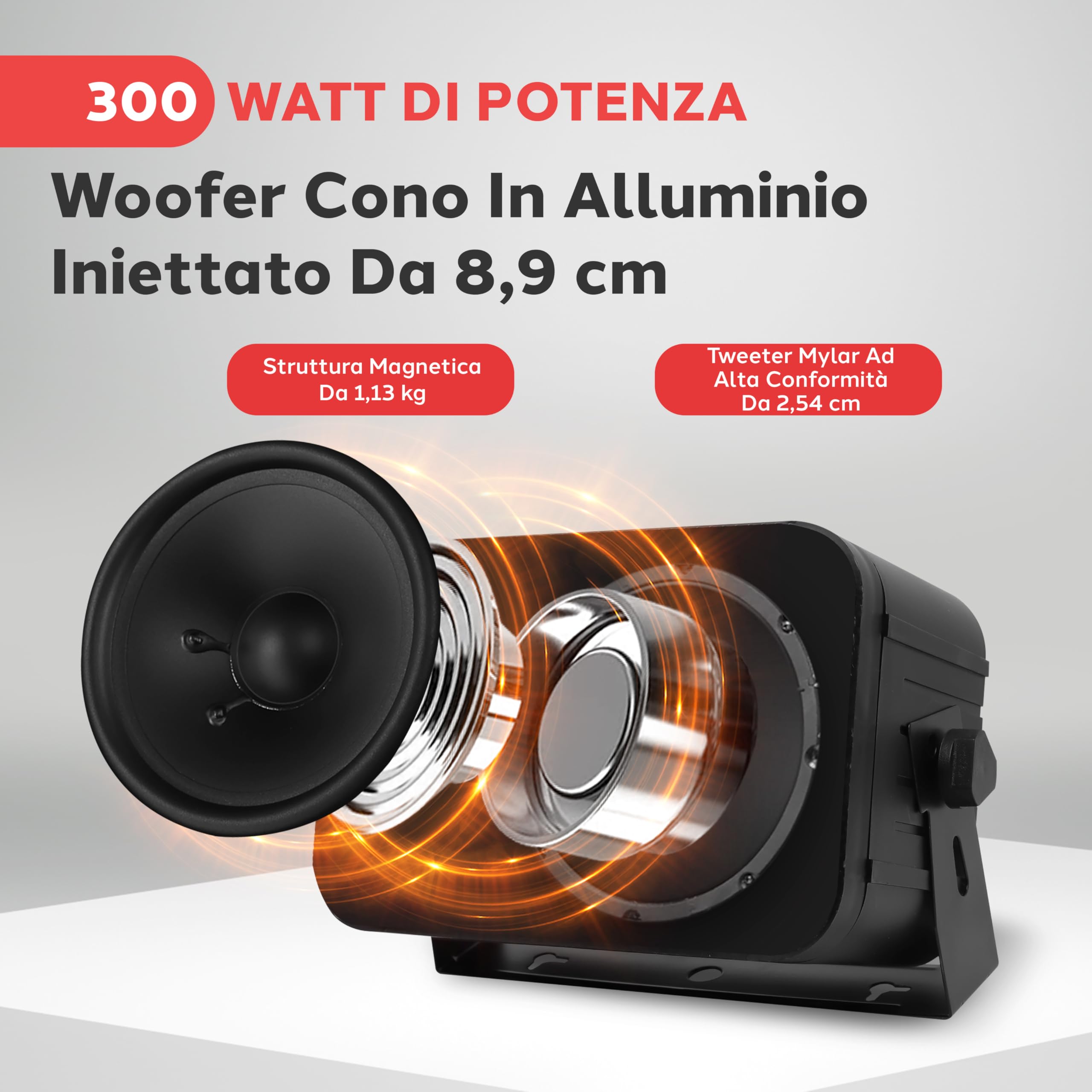 Pyle Sistema Altoparlanti Esterni con Cassa Audio Cablata, Coppia, Speaker Grado Marino 2 Vie 300 Watt Max, Woofer 8.9 Centimetri e Tweeter 2.5 Centimetri, Montaggio Universale per Parete o Soffitto