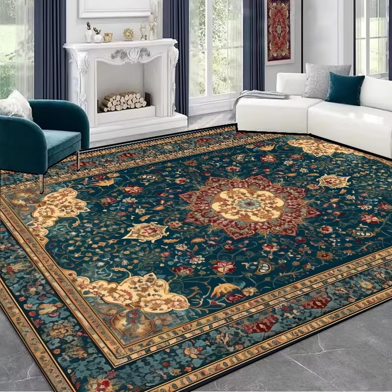 Tapis de luxe antidérapant et lavable en peluche vert pour chambre sécurisée