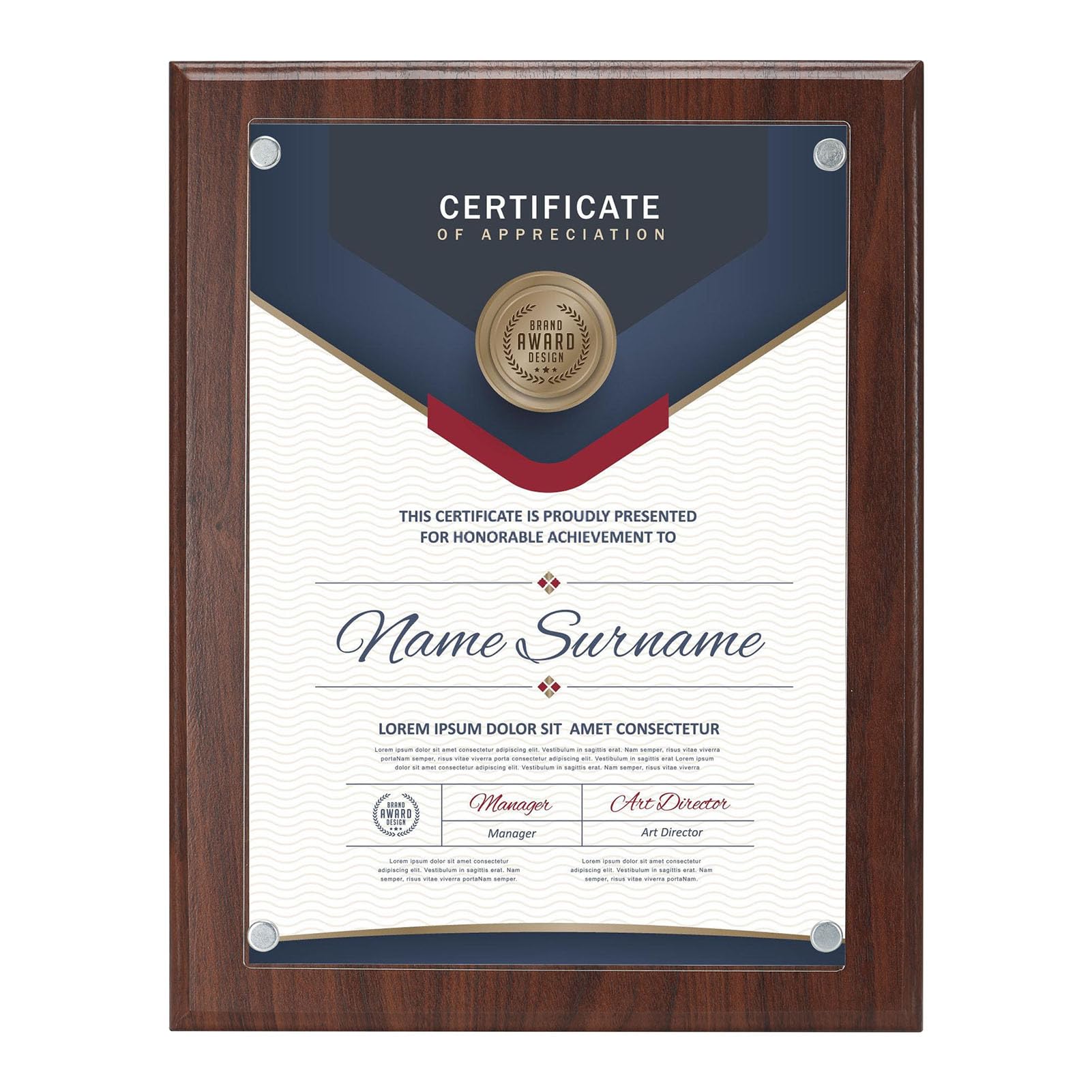 Thick Brown A4 Picture Frame, Solid MDF Clear Acrylic Photo Frame 21x29.7cm, Textured Certificate Document Frame, Wall Mount Display for Diplomas Awards Photos