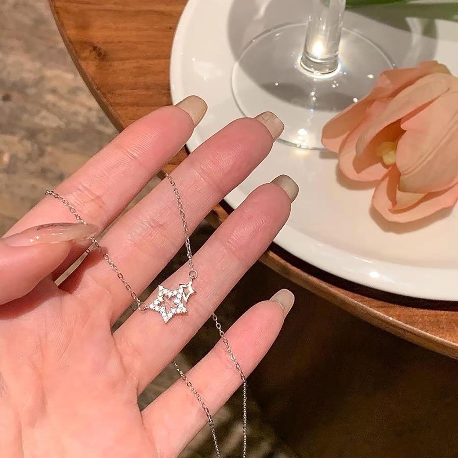 LOVECOM Valentines Gifts S925 Sterling Silver Heart Necklace for Women Dainty 14k Gold Plated CZ Infinity Double Cross Star Pendant Choker Necklaces Trendy Bead Chain Jewelry Gifts for Mom Daughter - Image 4