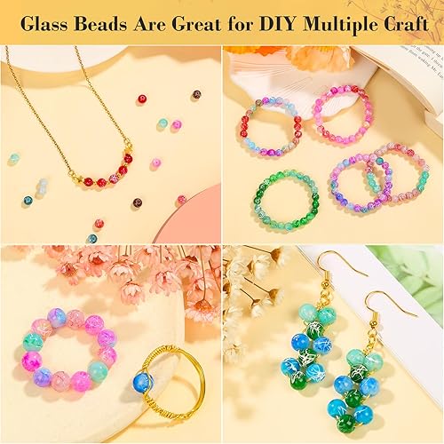 Miniatura 8 de 1824 cuentas de perlas para la fabricación de joyas, 5 tamaños mezclados de 0.157 in, 0.236 in, 0.315 in, 0.394 in y 0.472 in para manualidades,