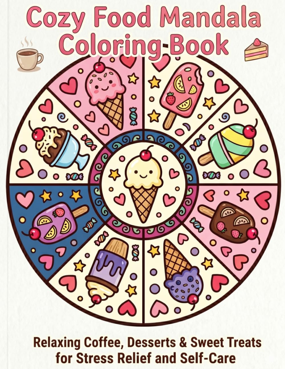 Cozy Food Mandala Coloring Book: Relaxing Coffee, Desserts & Sweet Treats for Stress Relief and Self-Care