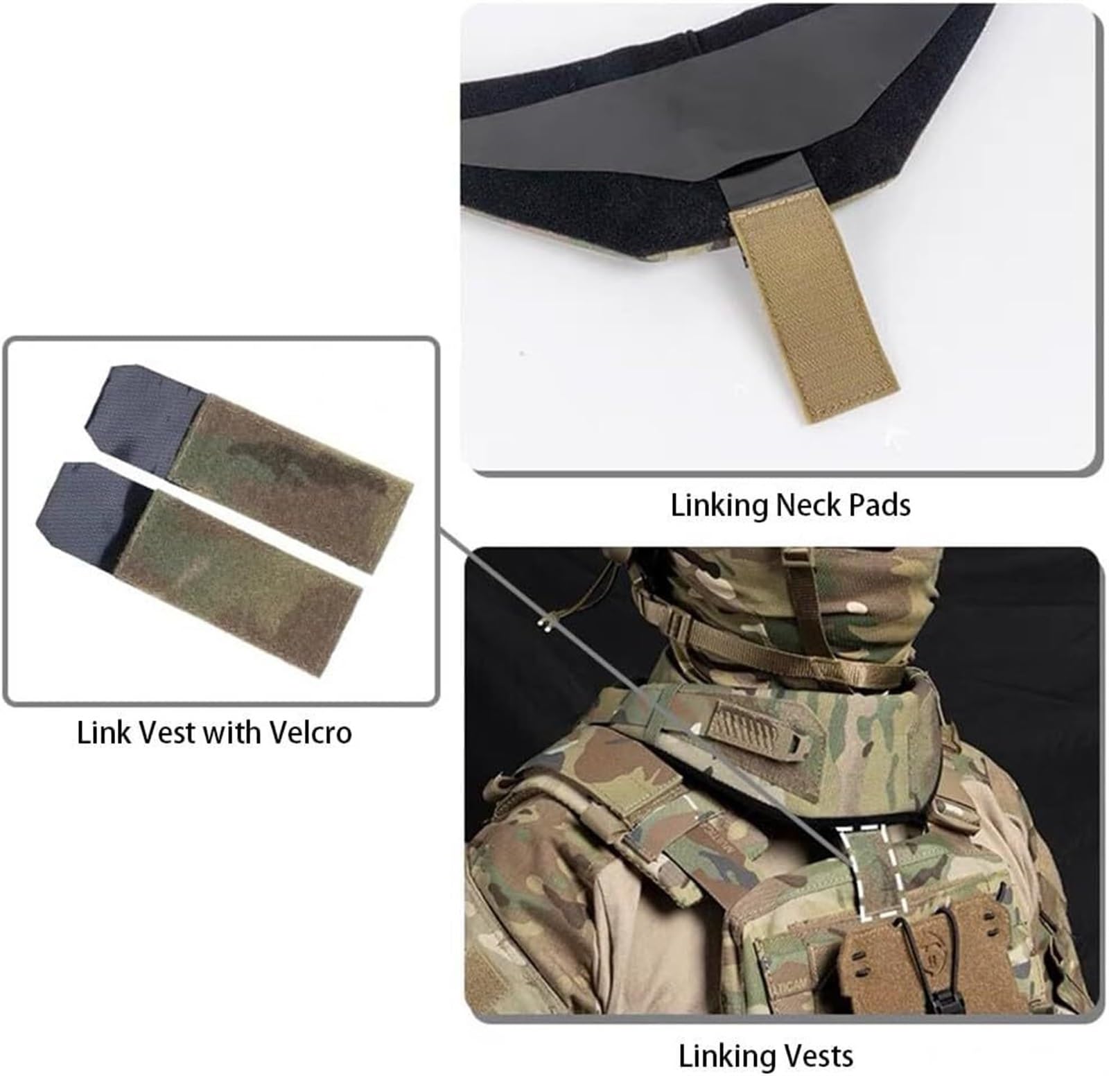 Protège-Cou Tactique for Gilet, Accessoires Tactiques Airsoft Paintball en Nylon Cordura 500D, Protège-Cou Épais Universels(E)