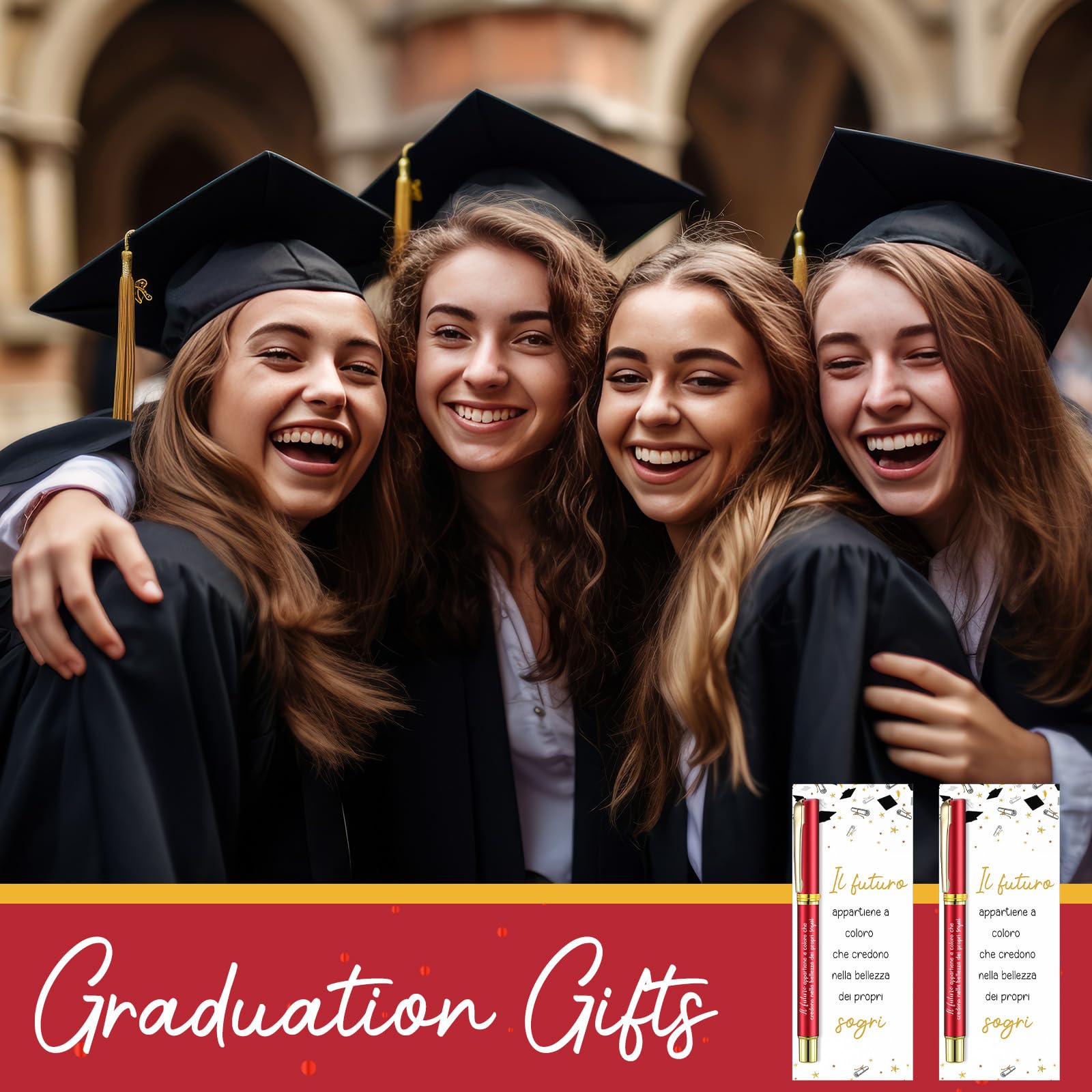 Clabby Set Regali di Laurea Donna Regalo Motivazionale Addio per Studentesse Amico Include 24 Penne a Sfera Ispiratore e Biglietti Auguri 100 Fascette Torsione per Insegnanti Festa di Classe Natale
