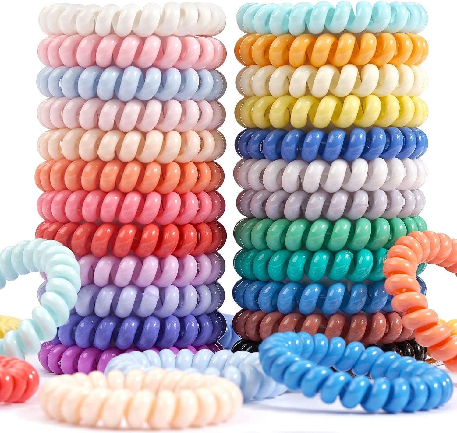 Elastic Rubber Telephone Wire Spiral Hair Ties Band for Girls and Women - Multicolored, 10PCS-image-21