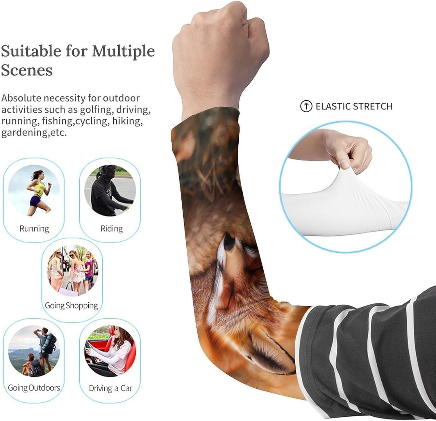 Forests Fox Arm Sleeves Sun Protection Sleeves Sports Cooling Arm Compression Sleeve for Men Women