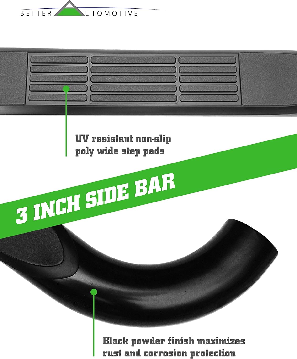 3" Black Side Step Fit 2010-2024 Toyota 4Runner Limited|2010-2013 SR5|2019-2022 Nightshade Edition|2022-2024 TRD Sport Models (Exclude All Models Not Listed) Running Boards 2Pcs