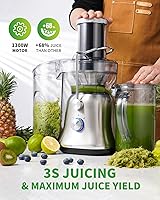 Vista 3 de GDOR 1300W Powerful Juicer with Larger 3.4" Feed Chute, Titanium Enhanced Cutting System, Centrifugal Juice Extractor Maker with Heavy Duty Full