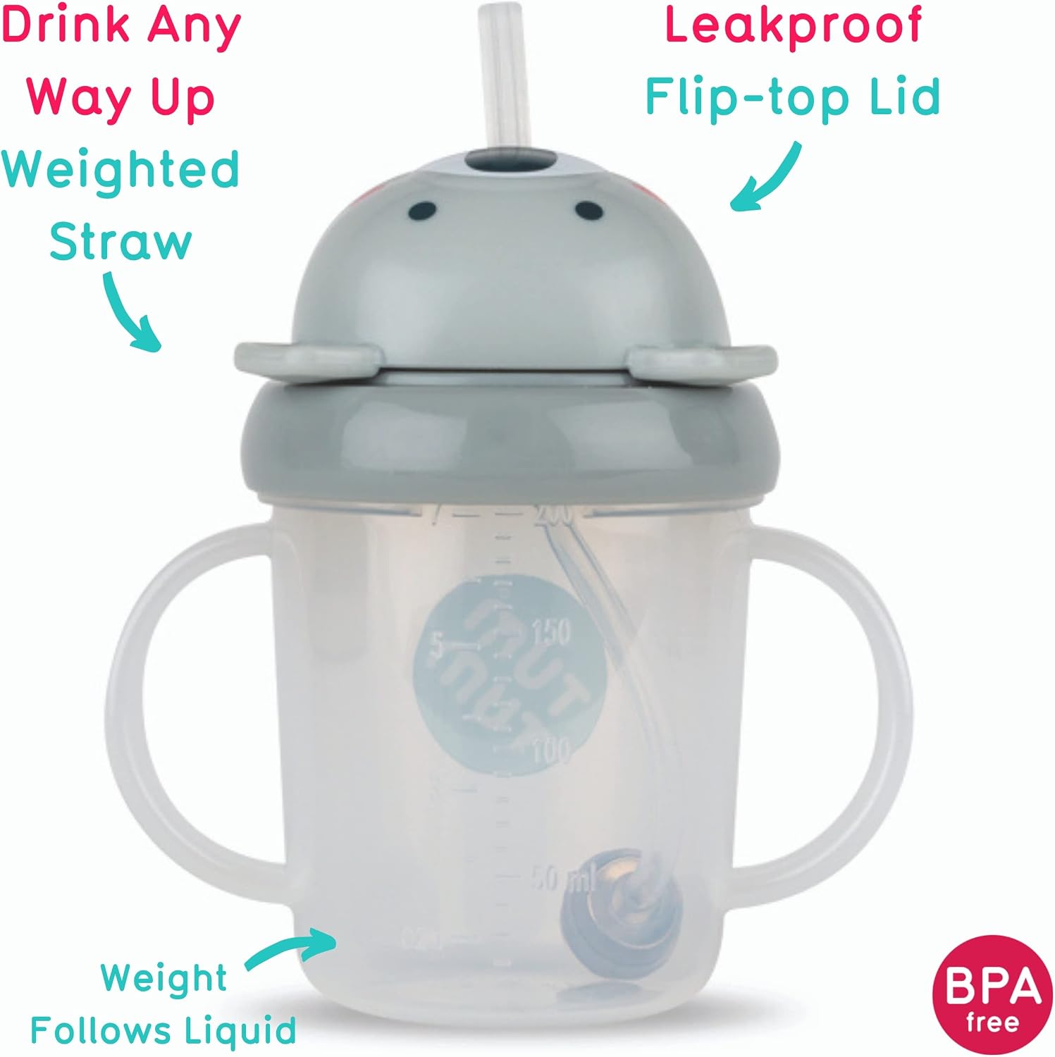 TUM TUM Tippy Up Free Flow Sippy Cup (No Valve), Sippy Cup for Toddlers, 200ml, BPA Free (Kevin Koala)