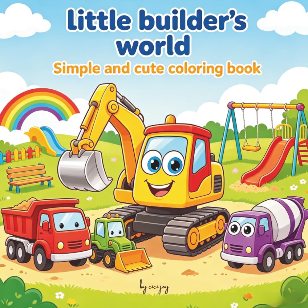 little builder's word: Bold lines for easy coloring: Boost focus, confidence, and motor skills,simple and cute coloring book