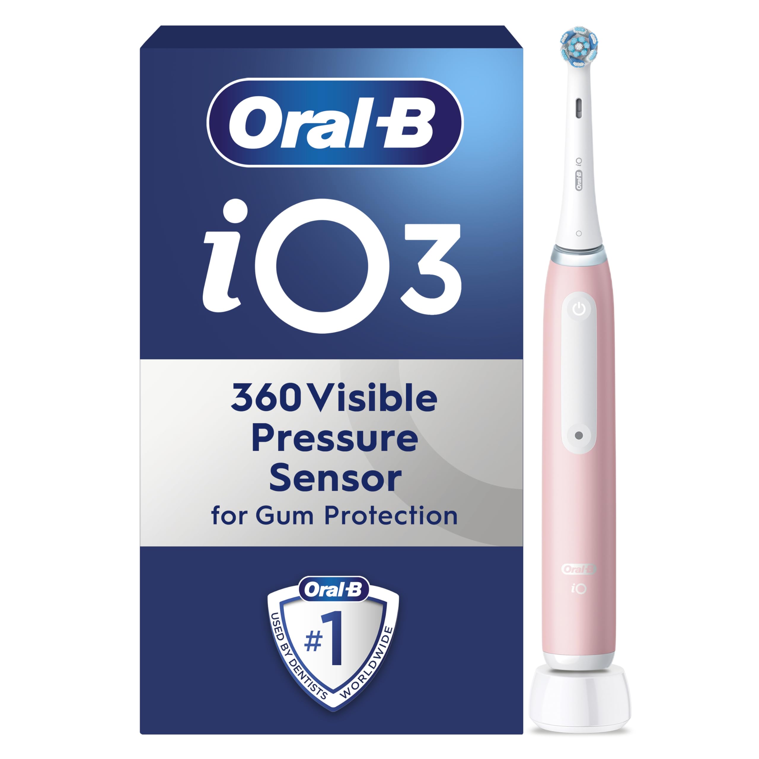 iO3 Electric Toothbrush, Oral B Electric Toothbrushes Adults, 1 Toothbrush Head, 3 Modes With Teeth Whitening, Pink Electric Toothbrush, 2 Pin Plug, Io Toothbrush