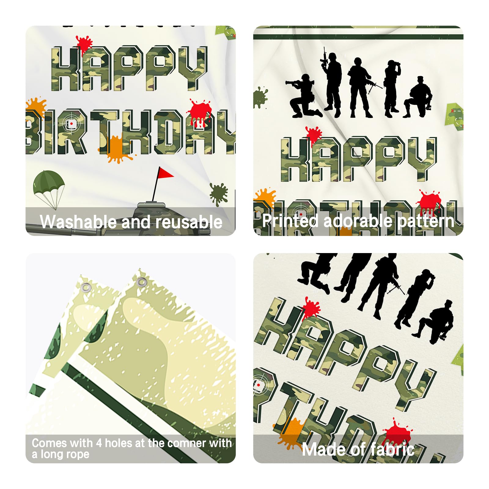 10-Piece Military Camouflage Party Decor Set - Includes Banners, Rope & Stickers For Army Themed Events - View #6